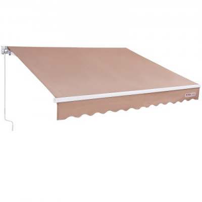 VEVOR Toldo para Terraza Retráctil 3,6 x 3 m Toldo Retráctil Patio Exterior 40°-90° Ajustable Viento/UV/Resistente al Agua Toldo Sombrilla Poliéster con Manivela para Patio, Terraza, Jardín, Balcón