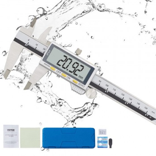 Comprar Calibrador Digital 6"/150 mm Calibre Electrónico Conversión pulgadas/mm Pantalla LCD Grande 4 Modos de Medición de Acero Inoxidable y ABS IP54 Resistente al Agua para Medición de Precisión