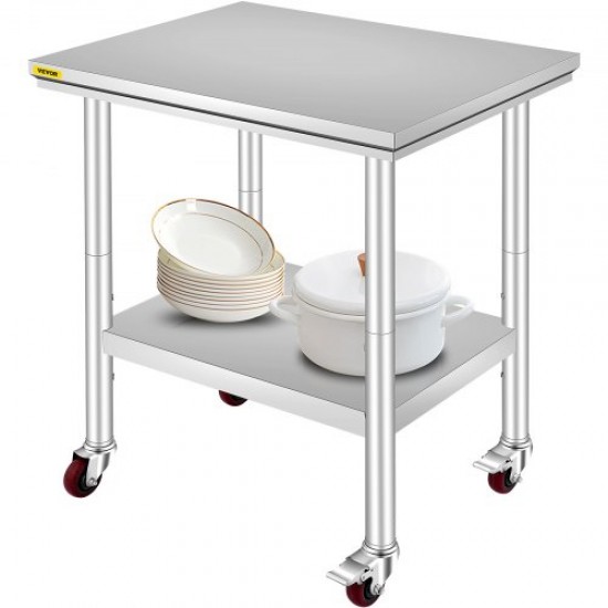 Comprar Mesa De Trabajo Mesa de Preparación de Comida de Acero Inoxidable 76 x 60 x 80 cm Tabla de Cocina Profesional Carga 661 lbs Tabla de Trabajo de