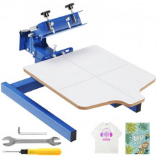 Máquina de Impresión para Serigrafía 1 Color 1 Estación Máquina de Serigrafía Platina 54x45 cm Carcasa Metálica Máquina de Impresión de Pantalla Palé Máximo 60x70 cm para Camiseta Madera Papel