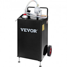 VEVOR Fuel Caddy Tanque de almacenamiento de combustible de 30 galones, 2 ruedas con bomba Manuel, negro