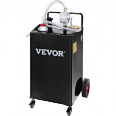 VEVOR Fuel Caddy Tanque de almacenamiento de combustible de 35 galones, 4 ruedas con bomba Manuel, negro