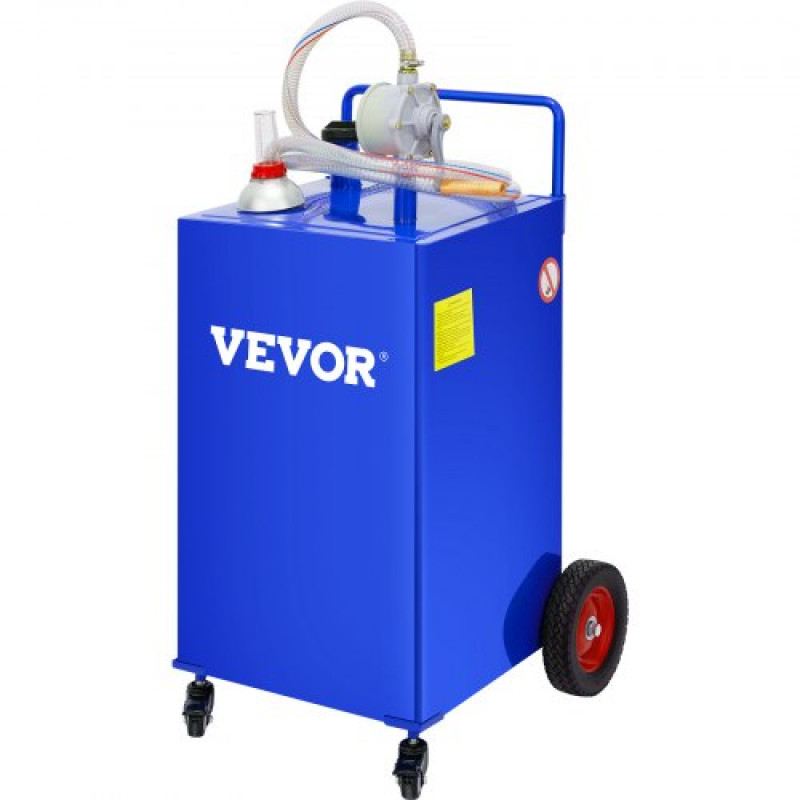 VEVOR Fuel Caddy Tanque de almacenamiento de combustible de 30 galones, 4 ruedas con bomba Manuel, azul