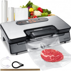 VEVOR Máquina Selladora al Vacío para Alimentos Secos y Húmedos 90 kPa Termoselladora 130W Multifuncional Auto Manual Cortador Integrado 2 Rollos Bolsas Manguera Externa para Conservación de Alimentos