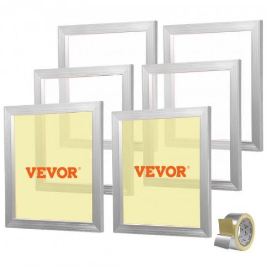 Koop Zeefdrukframe 6-delig aluminium zeefdrukframes 18 x 20 inch zeefdrukkit met 160 mesh, hoge spanning nylon gaas en afdichtingstape voor T-shirts