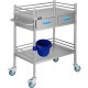 Carrito de Médico con 2 Capas y 2 Cajones 59,9 x 42,9 x 85,1 cm, Carrito de Laboratorio de Acero Inoxidable, Carrito de Metal con 4 Ruedas Omnidireccional para Clínicas, SPA y Hoteles