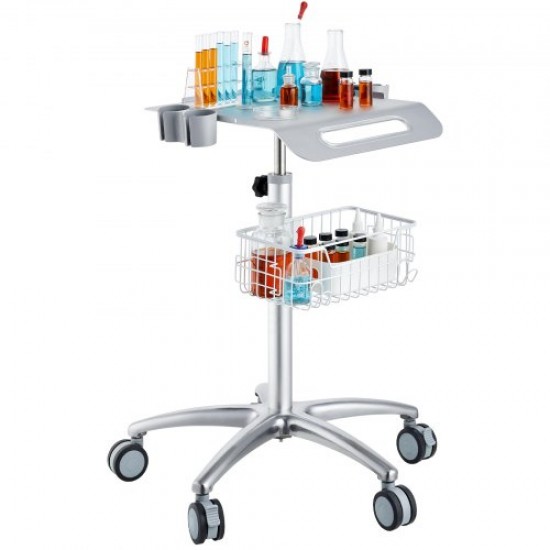 Comprar Carro de laboratorio de aleación de aluminio, carro médico de 3 capas altura ajustable 680-1090 mm Carro de servicio con ruedas y cesta, para laboratorio salón hospital, uso dental