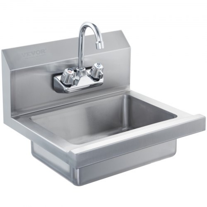 VEVOR Lavamanos Lavabo de pared o empotrado 432x381x330mm de acero inoxidable