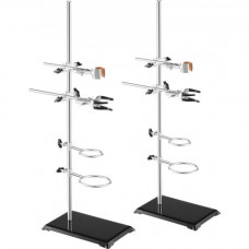 VEVOR Soporte de Laboratorio 2 Juegos Soporte de Laboratorio de Acero con Varilla de 60cm y Base de Hierro Fundido 210,82x135 mm con Abrazaderas de Pistón, Abrazaderas de Bureta y Abrazaderas Cruzadas