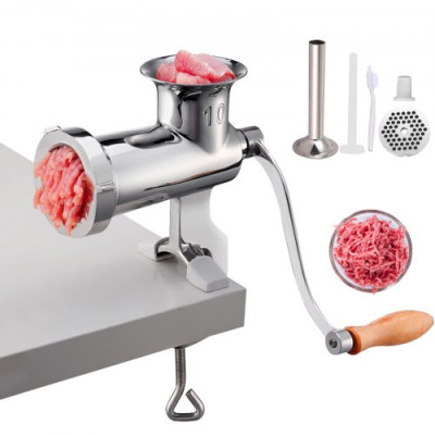 Picadora de Carne Manual 8x19x28,5 cm Máquina para Moler Carne Acero Inoxidable Máquina de Picar Carne Doméstico con Tubo de Relleno de Salchicha Abrazadera de Mesa Ajustable para Cerdo Verduras