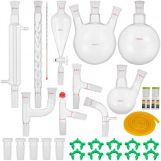 Kit 29 piezas Laboratorio Cristalería Laboratorio de Química Orgánica Cristalería Kit Lab Cristalería Kit Kit de Vidrio de Laboratorio Materiales