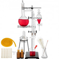Kit de Vidrio para Destilación Profesional para Laboratorio 25 piezas, Unidad de Destilación Vidrio de Laboratorio, Aparato de Destilación con Condensador, Destilación de Vidrio Agua Pura 500 ml