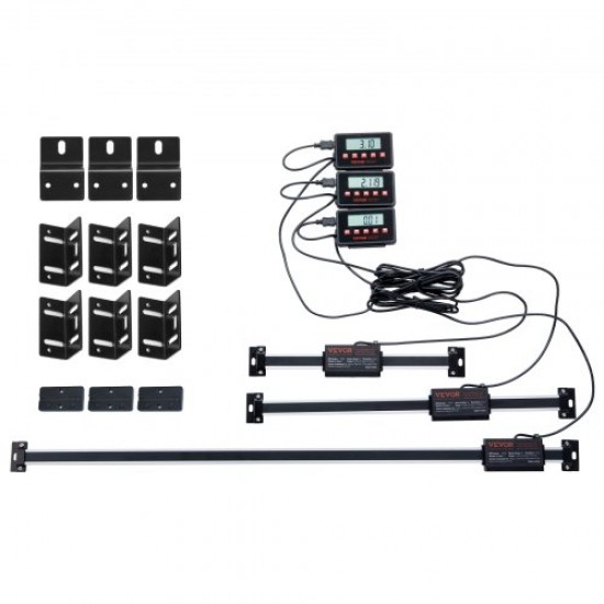 Comprar Lectura digital, 152,4, 304,8, 609,6 mm, kit de pantalla DRO de escala lineal de 3 ejes con soportes en forma de L Soportes en forma de Z Placas engrosadas Tornillos de botón