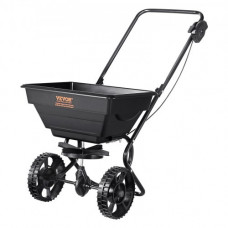 VEVOR Esparcidor de Abonos 11 kg Esparcidor de Sal Quitanieves de Semillas con Ruedas Grandes 203 mm 15 L Tolva Sembradora de Semillas de Césped de Acero para Residencial, Agrícola, Terrenos, Negro