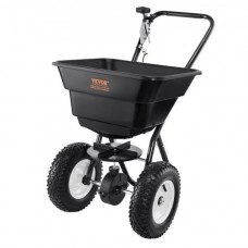 VEVOR Esparcidor de Abonos 36 kg Esparcidor de Sal Quitanieves de Semillas con Ruedas Grandes 305mm 25,5 L Tolva Sembradora de Semillas de Césped de Acero para Terrenos Residenciales, Agrícolas, Negro