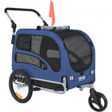 VEVOR Remolque Plegable para Bicicleta para Perros Carga de 45 kg Cochecito para Mascotas 2 en 1, Marco Fácil de Plegar con Ruedas de Liberación Rápida, Acoplador Universal para Bicicleta, 22