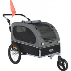 VEVOR Remolque de bicicleta para perros Cochecito para mascotas 2 en 1 40 kg resistente al agua