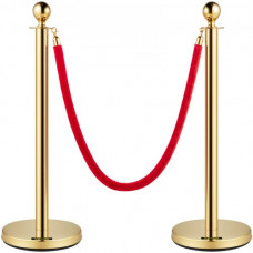 VEVOR Cuerdas y postes de terciopelo Soporte dorado Barreras de control de multitudes de 5 pies / 1,5 m 2 piezas