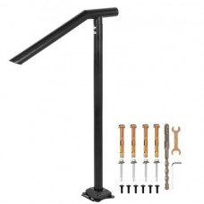 Pasamanos Escalera Barandilla de Escalera 102 x 71,3cm Barandilla de Escalera de Acero Barandilla con Pasamanos Negro 1-3 Escalones