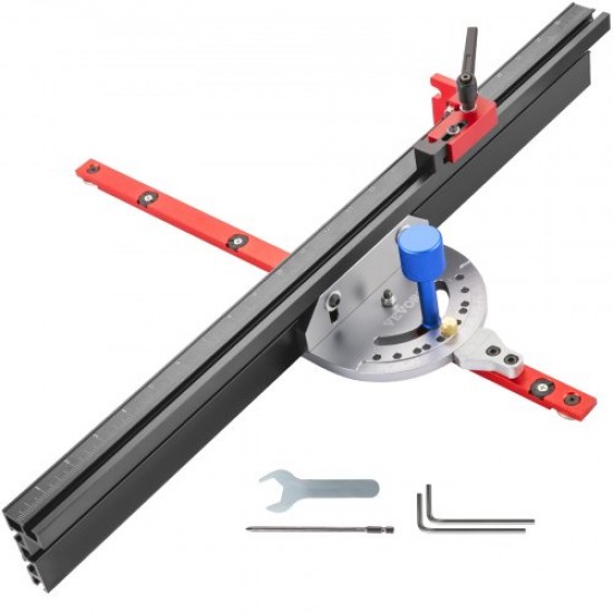 Koop Tafelzaag Verstekmeter 450 mm Precisieliniaal Lasermarkering Aluminium verstek 60° Verstelbaar houtbewerkingsgereedschap voor freestafels en voegmachines