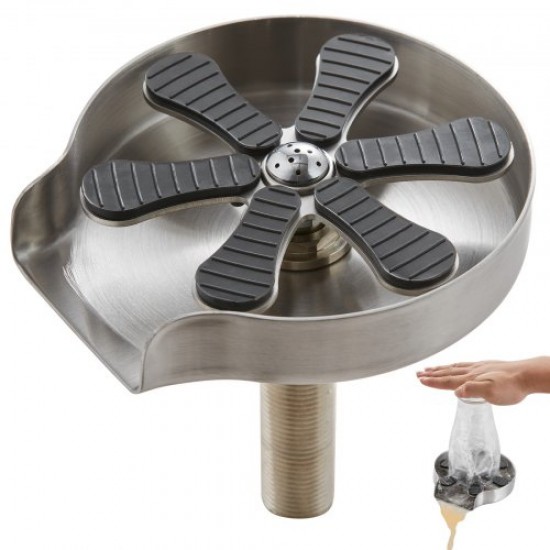 Comprar Enjuagadora de Vidrio Automática Enjuagadora de Vidrio para Fregadero de Cocina Almohadilla de Silicona de Acero Inoxidable 304 con 10 Chorros de Agua Lavadora de Vidrio con Rotación de 360°