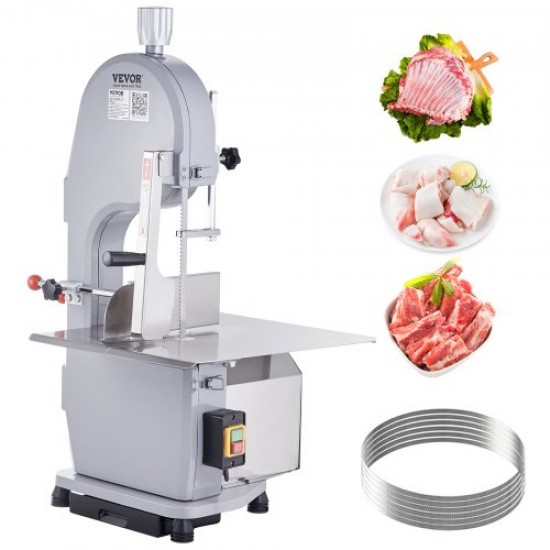 Buy Commercial Electric Butcher Bone Saw Bone Band Saw 1500W 300kg/h Electric Saw for Frozen Meat and Bones Table 490x380mm Thickness 4-200mm for Restaurant