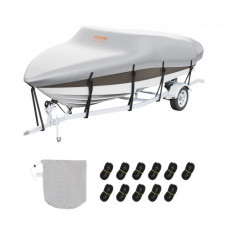 VEVOR Funda impermeable para barcos 426-480 cm de largo 228 cm de ancho 600D Oxford V-Hull Funda protectora para barcos Anti-UV con bolsa de amarre Remolque de lanchas yates