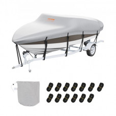 VEVOR Funda impermeable para barcos 518-579 cm de largo 243 cm de ancho 600D Oxford V-Hull Funda protectora para barcos Anti-UV con bolsa de amarre Remolque de lanchas yates