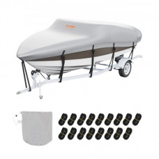VEVOR Funda impermeable para barco, 701-731 cm de largo, 259 cm de ancho, 600D Oxford V-Hull, funda protectora para barco, anti-UV con bolsa de amarre, lancha motora, yate de remolque