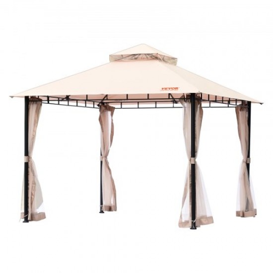 Comprar Gazebo de Jardín 295x295 cm Cenador de Patio con Mosquitera Emergente para 6-8 Personas con Estructura de Metal, Poliéster Recubierto de PU 180G, Refugio Exterior para Césped, Patio Trasero