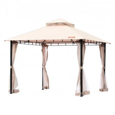 VEVOR Gazebo de Jardín 295x295 cm Cenador de Patio con Mosquitera Emergente para 6-8 Personas con Estructura de Metal, Poliéster Recubierto de PU 180G, Refugio Exterior para Césped, Patio Trasero