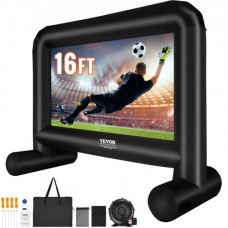 VEVOR Pantalla de Proyección Inflable Pantalla de Cine al Aire Libre 16:9 de 16 Pies con Lienzo de Ventilador 287x163 cm Proyección Trasera Delantera Montaje Estable para Fiesta, Camping al Aire Libre