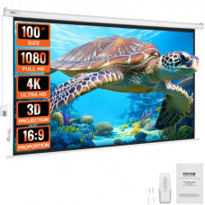 VEVOR Pantalla de proyección motorizada 100 pulgadas 16:9 HD 4K 1080 Lienzo de proyección antiarrugas con control remoto Amplio ángulo de visión Montaje directo en pared para proyectores de video de c