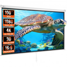 Pantalla de proyección VEVOR Pantalla de proyector enrollable Manual 16:9 de 100 pulgadas
