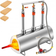 Forja de Propano de Gas 600 x 220 x 206 mm Forja de Cuchillos de Propano Horno de Forja Ovalada con 3 Quemadores, Alta Compatibilidad, Impresionante Aislamiento y Protección para Herreros