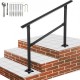 Barandilla Escalera de Hierro 137,5cm Pasamanos Escaleras 1-3 Pasos Baranda Exterior Ángulo 0-50 grados Parapeto Negro Tubo Cuadrado