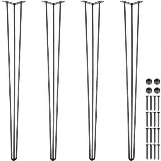 Comprar Pernas de mesa em aço carbono, conjunto de pernas de mesa com altura de perna 91,5cm, pernas de móveis com 4 pés de borracha, pernas de mesa com capacidade de carga de 100kg para mesas laterais