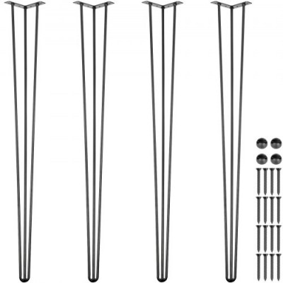 Patas para Mesas de Acero al Carbono, Conjunto de Patas de Mesa Altura de Pata 101,6 cm, Patas para Muebles con 4 Pies de Goma, Patas de Mesa con Capacidad de Carga 200 kg para Mesas Auxiliares