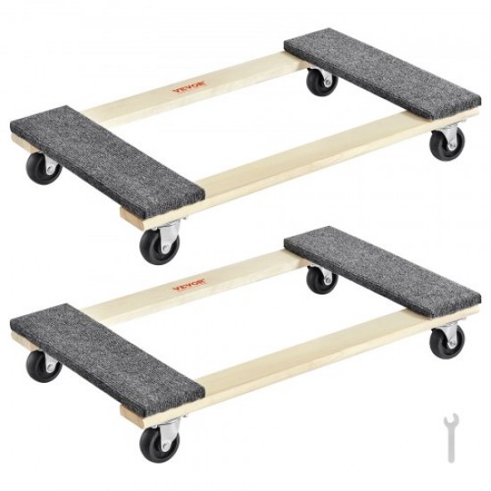 Comprar Carro de mudanza, 2 piezas, mueve muebles de madera, capacidad de carga 454 kg cada uno, 762 x 457,2 x 130 mm, con 4 ruedas giratorias de PP de alta resistencia, manipulación portátil