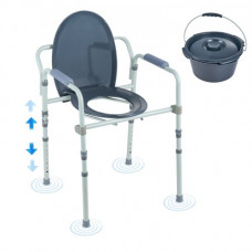 VEVOR Silla con orinal junto a la cama con asiento de inodoro más ancho, altura ajustable 7 niveles, cubo extraíble de 5,8 l, fácil de montar, capacidad de 350 libras, para adultos y personas mayores