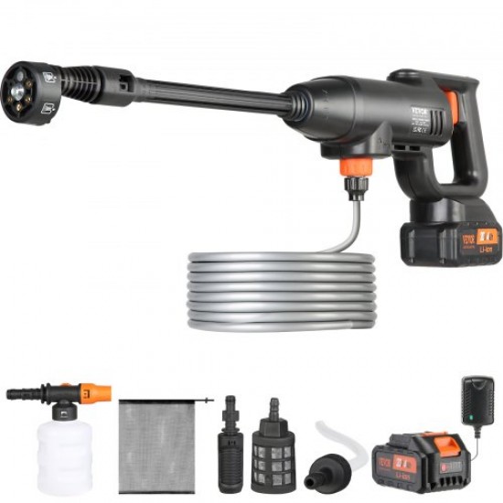 Comprar Lavadora de alta presión con batería inalámbrica de 21 V, limpiador portátil de alta potencia, 580 PSI, 40 bar, lavadora eléctrica, 4 L/min, cargador de batería de 4,0 Ah, para limpieza de patio