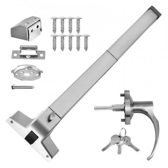 Barra de Empuje Pánico con Palanca Externa 71 - 90 cm Dispositivo de Salida Anti Pánico Hecho de Hierro Barra de Empuje de Puerta para Usar en Hotel, Aeropuerto, Hospital, Edificio de Oficinas