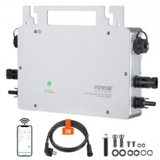 VEVOR Micro Inversor Solar Conexión a Red 800W Microinversor Solar IP67 Aleación de Aluminio Impermeable Voltaje CC 18-50V con Antena WiFi APP Cable de Alimentación para Sistemas de Paneles Solares