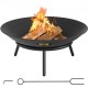 Buy Fire Pit Black Painted Carbon Steel Large Brazier 3kg 24cm Height 0.8mm Thickness Outdoor Fire Pit Bowl for Gardens, Patios, Parks, Backyards, Porches