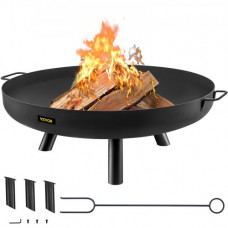 Pozo de Fuego Acero al Carbono Pintado de Negro Brasero Grande 13kg 28 cm de Altura 2,3 mm de Grosor Cuenco para Fogatas al Aire Libre para Jardines, Patios, Parques, Patios Traseros, porches