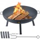 Comprar Pozo de Fuego Acero al Carbono Pintado de Negro Brasero Grande 18,5kg 40,5cm de Altura 2,3 mm de Grosor Cuenco para Fogatas al Aire Libre para jardines, patios, parques, patios traseros, porches