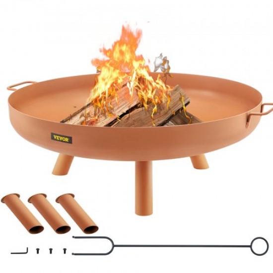 Buy Fire Pit Brown Painted Carbon Steel Large Brazier 13kg 28cm Height 2.3mm Thickness Outdoor Fire Pit Bowl for Gardens, Patios, Parks, Backyards, Porches