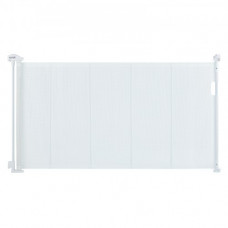 VEVOR Barrera de Seguridad Extensible hasta 153 cm Puerta Mágica para Perros Alto de 87 cm Puerta Retráctil para Bebés Abrir con Una Mano Vallas de Malla para Niños Perros Pasillo Escaleras, Blanco