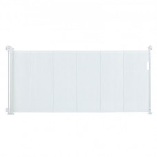 VEVOR Barrera de Seguridad Extensible hasta 195 cm Puerta Mágica para Perros Alto de 87 cm Puerta Retráctil para Bebés Abrir con Una Mano Vallas de Malla para Niños Perros Pasillo Escaleras, Blanco