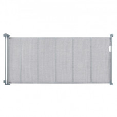 VEVOR Barrera de Seguridad Extensible hasta 195 cm Puerta Mágica para Perros Alto de 87 cm Puerta Retráctil para Bebés Abrir con Una Mano Vallas de Malla para Niños Perros Pasillo Escaleras, Gris